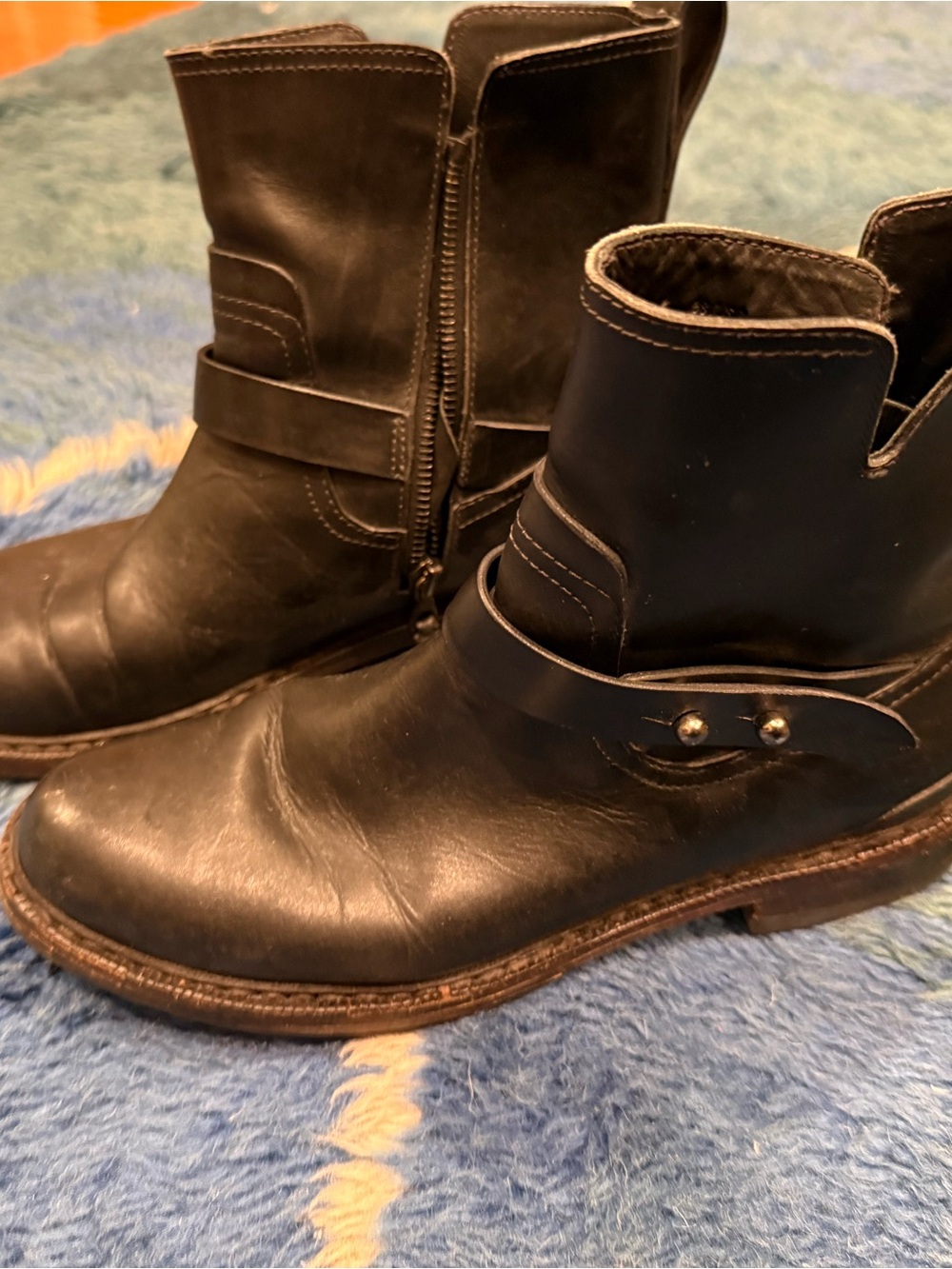 rag & bone Black Leather Ankle moto Boots